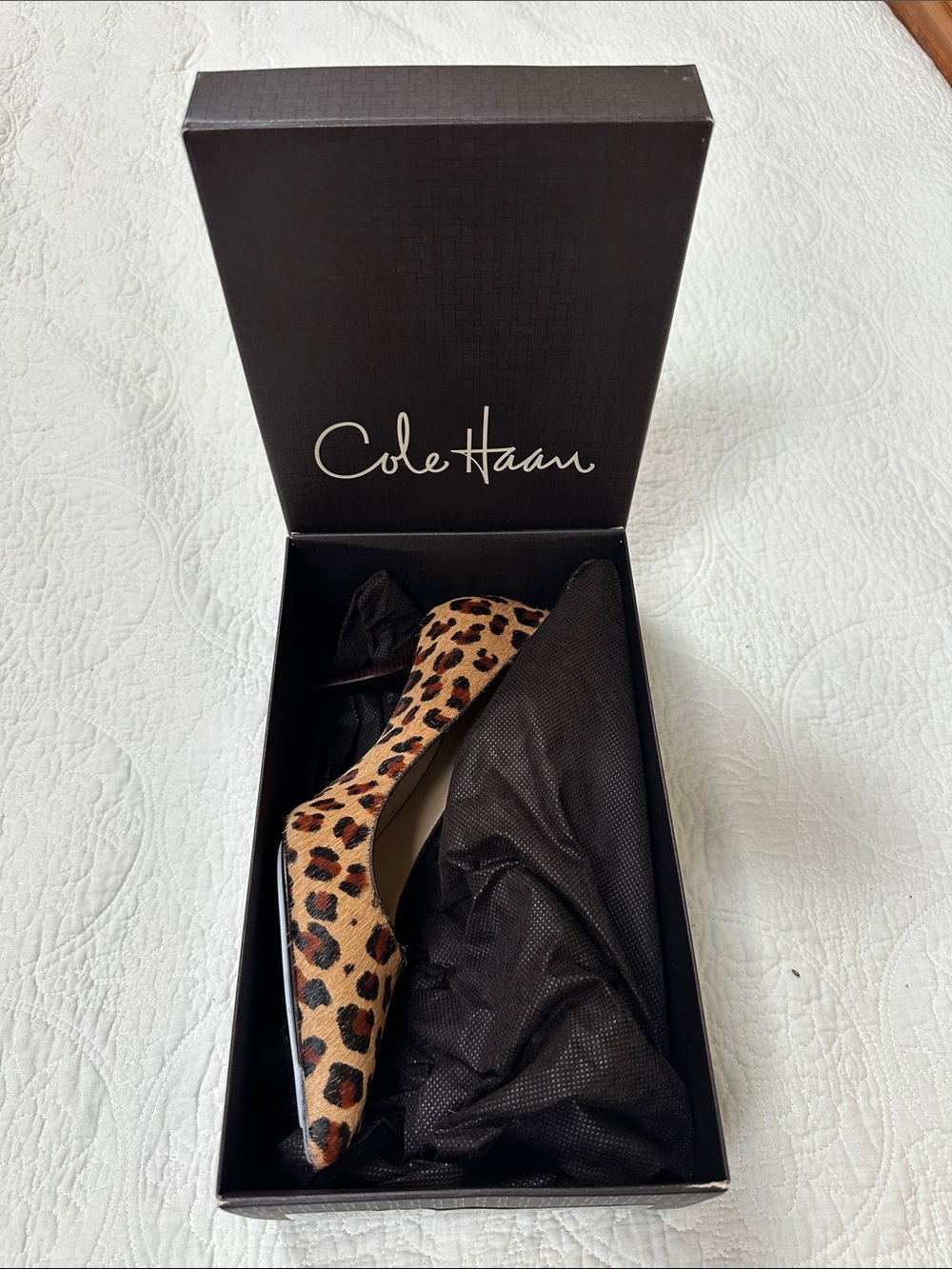 Cole Haan Leopard-Print Pointed Toe Flat - Tan/Black/Brown